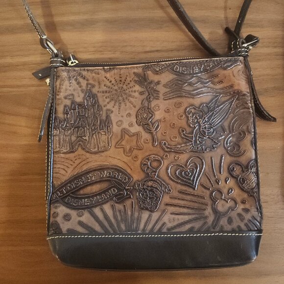 Dooney & Bourke Handbags - Dooney & Bourke Disney Brown Leather Sketch Castle Crossbody Bag Purse